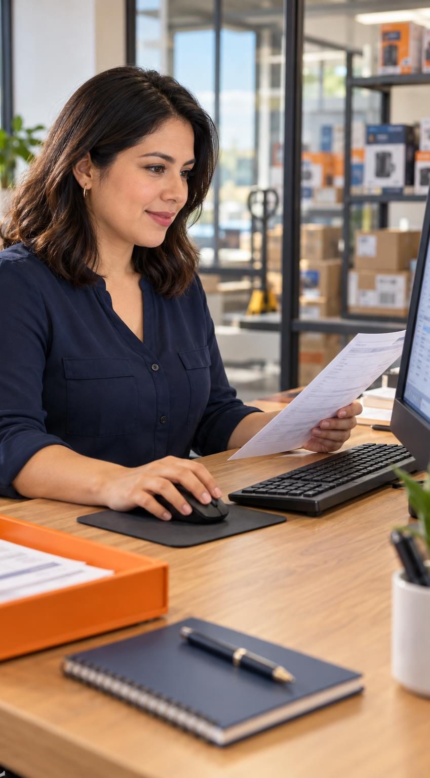 Persona revisando documentos comerciales